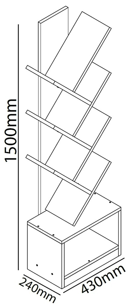 Βιβλιοθήκη BADRU Λευκό Μοριοσανίδα 40x19.5x150cm - 14870088 - 14870088