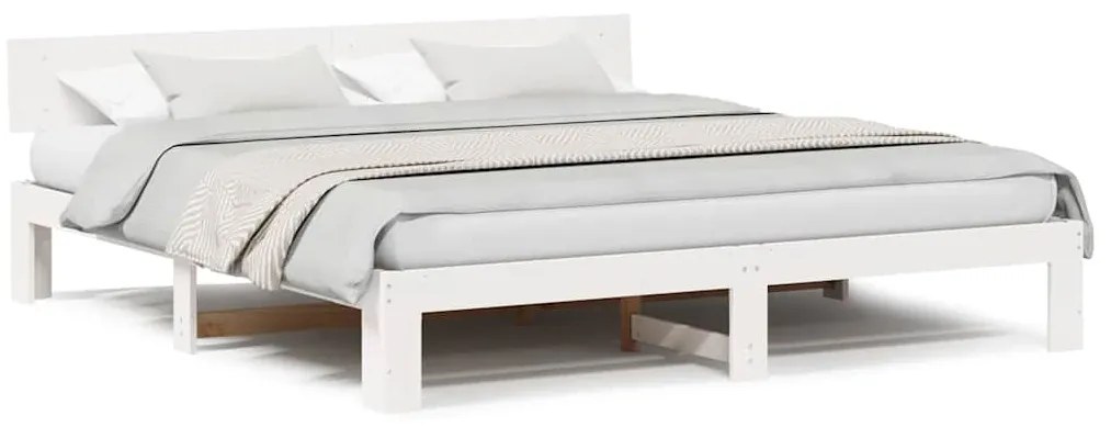 vidaXL Σκελετός Κρεβατιού Λευκό 200 x 200 cm Μασίφ ξύλο πεύκου