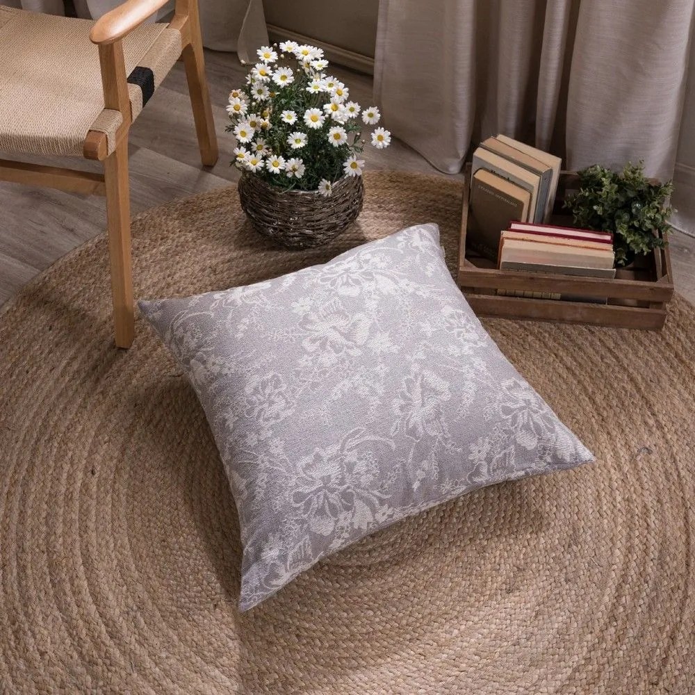 Μαξιλαροθήκη Διακοσμητική Δαπέδου Varese 03 Grey Teoran 65Χ65 Βαμβάκι-Πολυέστερ