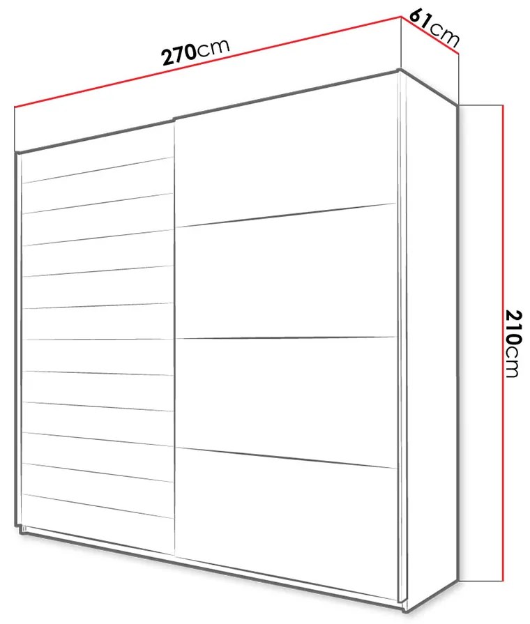 Ντουλάπα Συρόμενη Kappa-270 x 61 x 210 εκ.-Καρυδί - Μαύρο