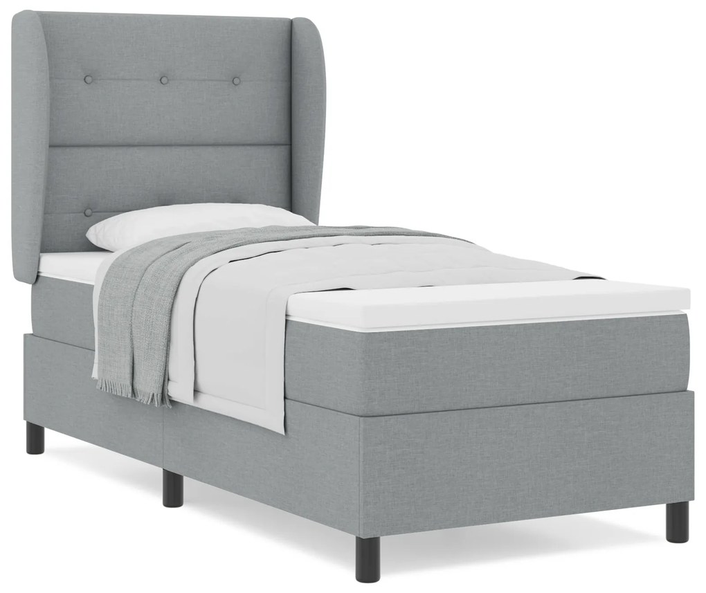 vidaXL Κρεβάτι Box Spring με Στρώμα Ανοιχτό Γκρι 80x200 εκ. Ύφασμα