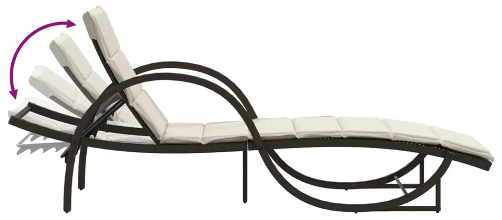 vidaXL Ξαπλώστρες 2 τεμ. Καφέ από Συνθετικό Ρατάν με Μαξιλάρια