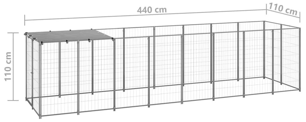 vidaXL Σπιτάκι Σκύλου Ασημί 4,84 m² Ατσάλινο