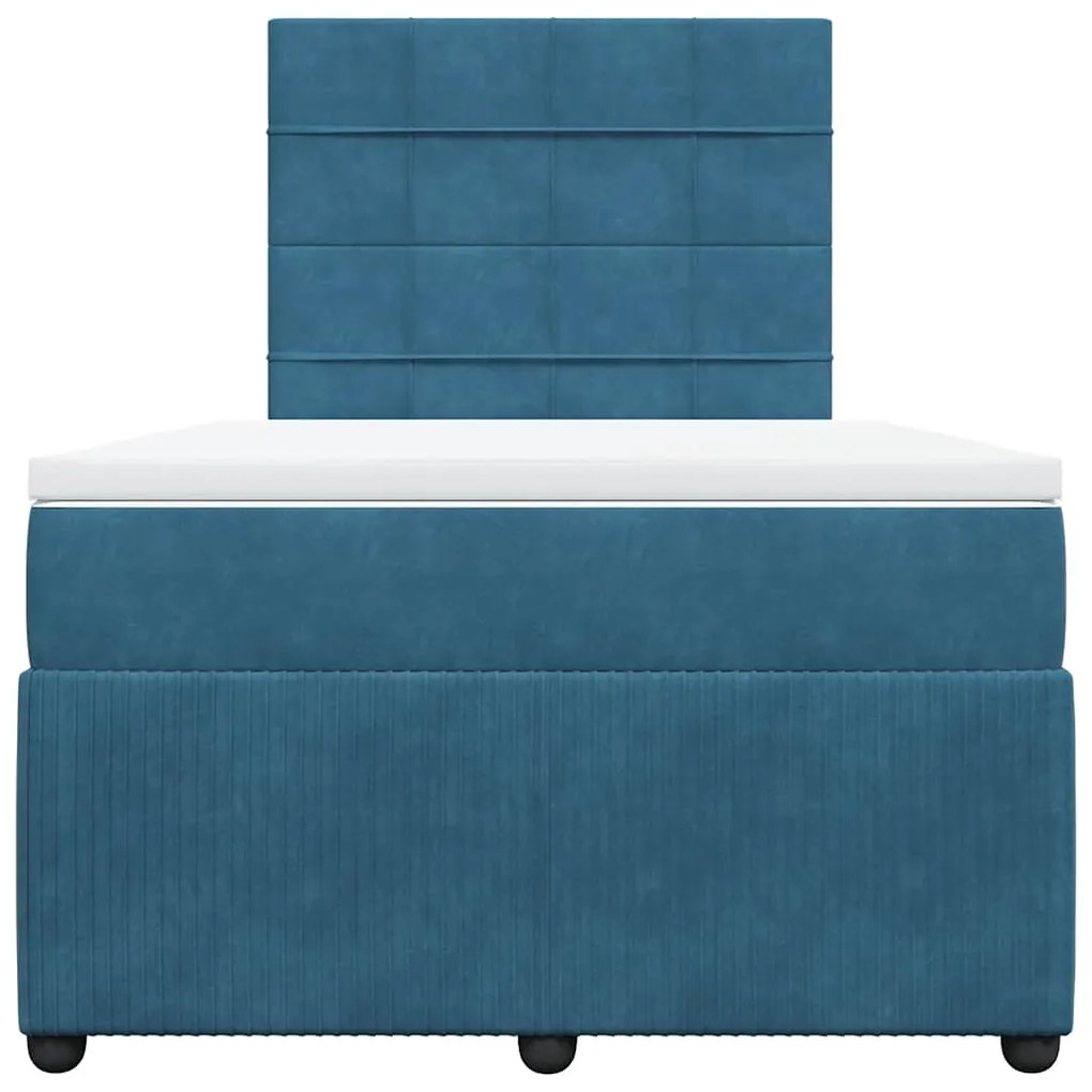 vidaXL Κρεβάτι Boxspring με Στρώμα Σκούρο Μπλε 120x200 εκ. Βελούδινο