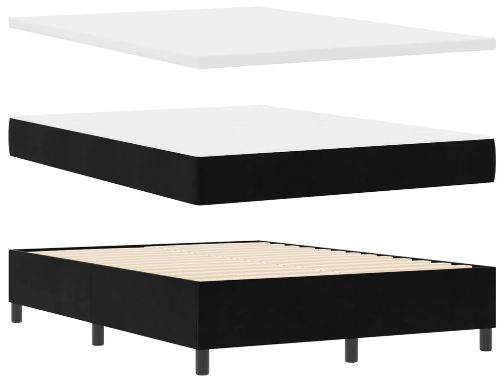 vidaXL Κρεβάτι Box Spring με Στρώμα & LED Μαύρο 160x200 εκ Βελούδο