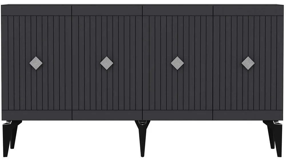 Μπουφές Midas 475OLV1751 150x40x79cm Anthracite-Silver Μοριοσανίδα, Μελαμίνη