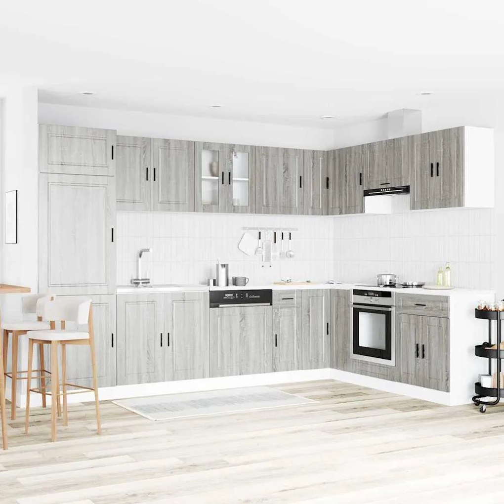 vidaXL Βάση νιπτήρα 2 pcs Γκρι 80 x 46 x 84.5 εκ. Επεξεργασμένο ξύλο