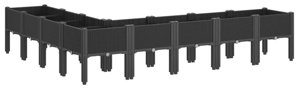 vidaXL Ζαρντινιέρα Κήπου με Πόδια Μαύρη 200x160x42 εκ. Πολυπροπυλένιο