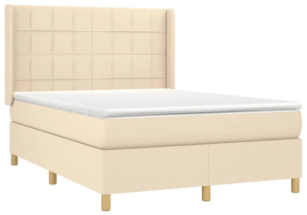 ΚΡΕΒΑΤΙ BOXSPRING ΜΕ ΣΤΡΩΜΑ &amp; LED ΚΡΕΜ 140X190 ΕΚ. ΥΦΑΣΜΑΤΙΝΟ 3138874