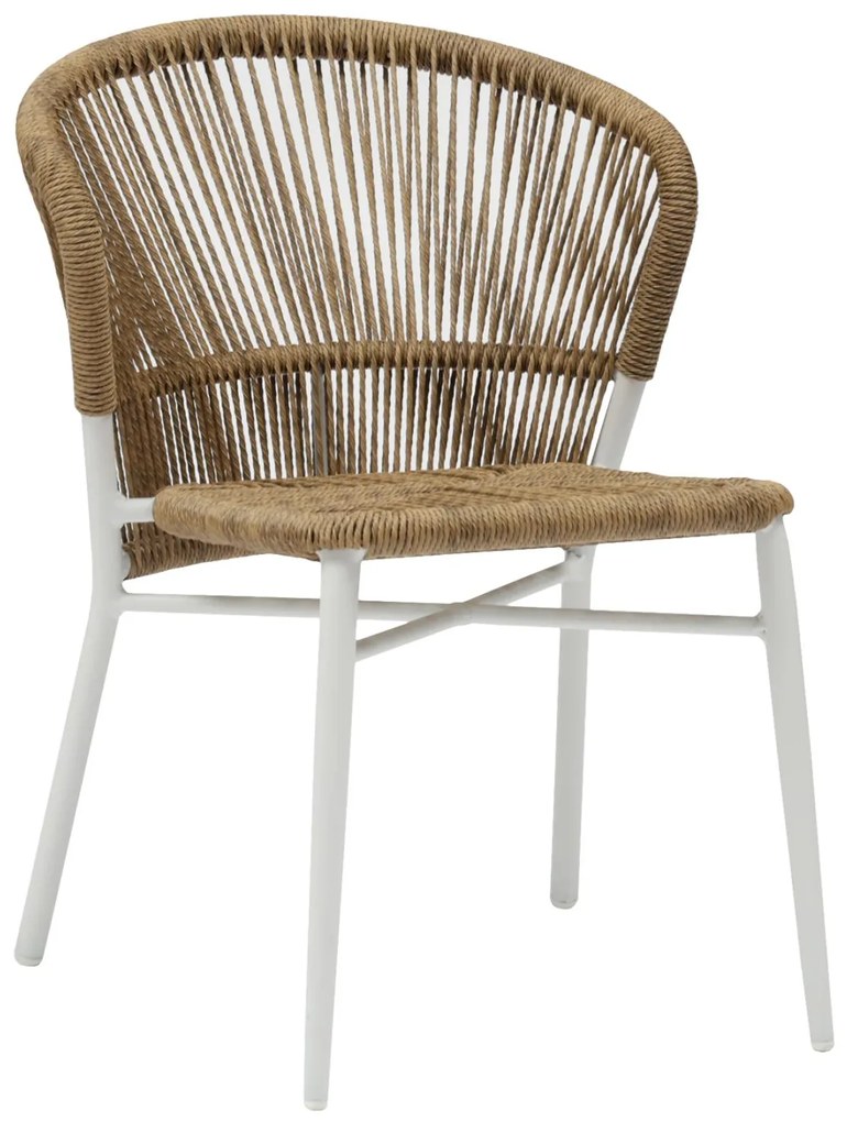 Καρέκλα LYNN Αλουμινίου Λευκή με P.E. Rattan Φυσικό 57x61x79Υ εκ. 57x61x79 εκ.