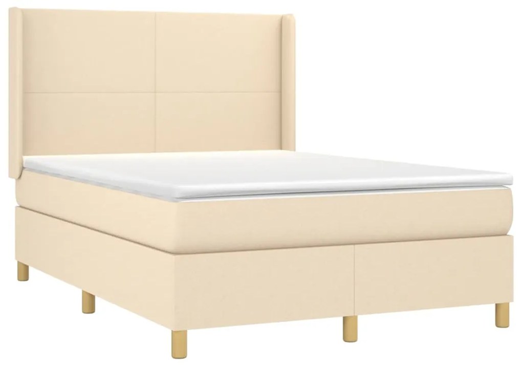 vidaXL Κρεβάτι Boxspring με Στρώμα Κρεμ 140x190 εκ. Υφασμάτινο