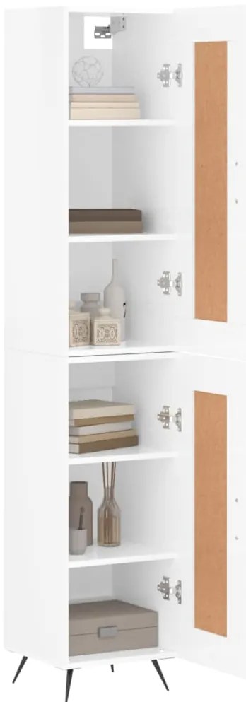 vidaXL Ντουλάπι Γυαλ. Λευκό 34,5 x 34 x 180 εκ. από Επεξεργασμένο Ξύλο
