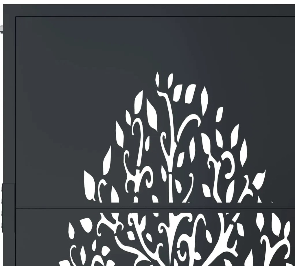 vidaXL Πόρτα Κήπου Ανθρακί 100x125 εκ. Σχέδιο Δέντρου από Ατσάλι