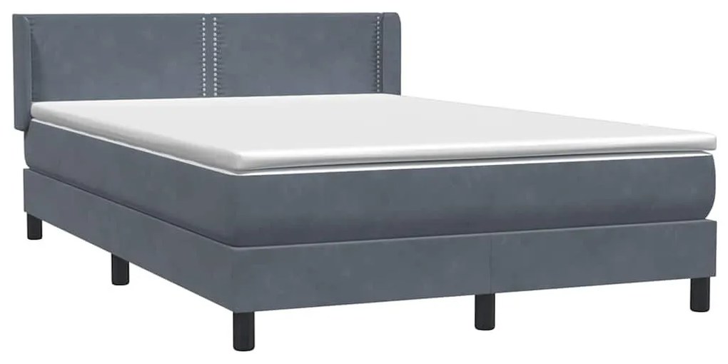 Box Spring Κρεβάτι με στρώμα Σκούρο γκρι 140x220 cm Βελούδινο - Γκρι