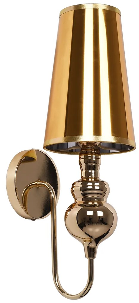 01497 GloboStar® GLOBOSTAR® LAURA 01497 Μοντέρνο Φωτιστικό Τοίχου - Απλίκα με Ντουί 1 x E27 AC 220-240V IP20 - Χρυσό - Μ21 x Π15 x Y48cm