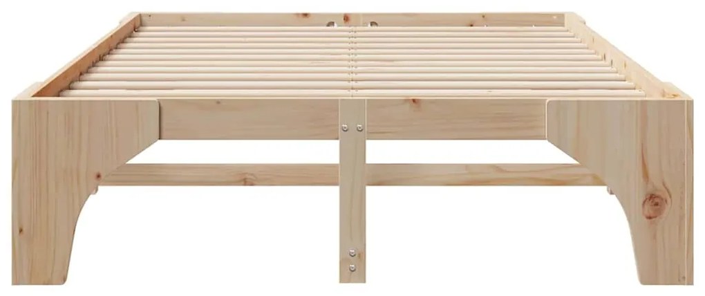 vidaXL Κρεβάτι δαπέδου Καφέ 160 x 200 cm Μασίφ ξύλο πεύκου