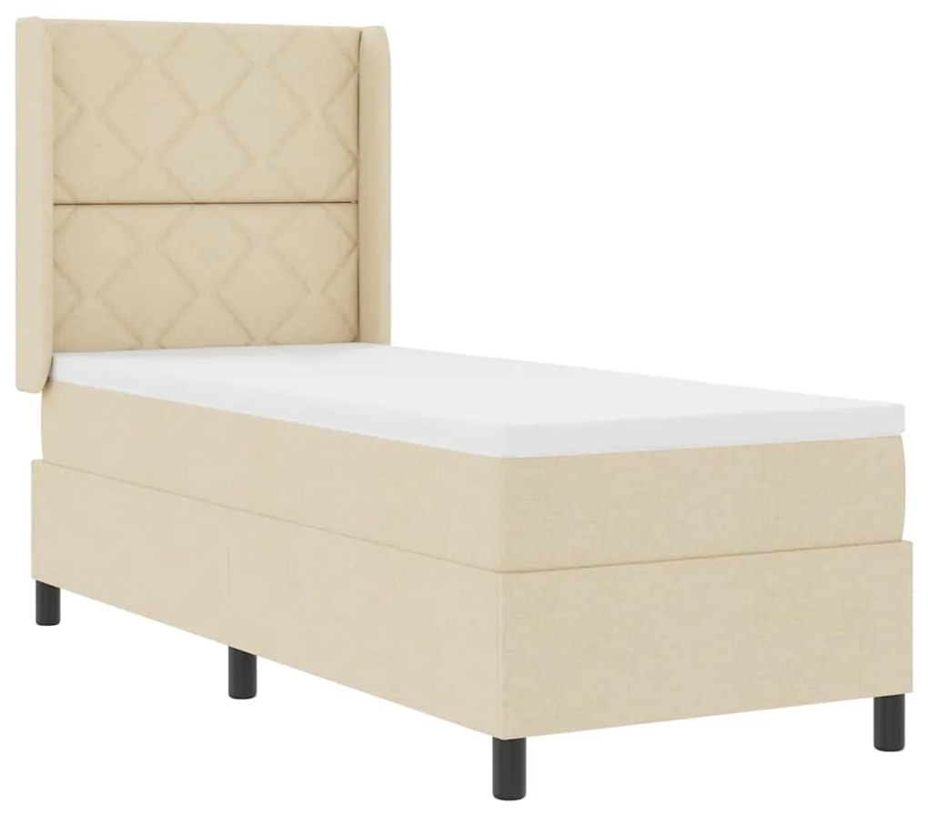 vidaXL Κρεβάτι με ελατήρια με στρώμα Κρεμ 80 x 200 cm ύφασμα