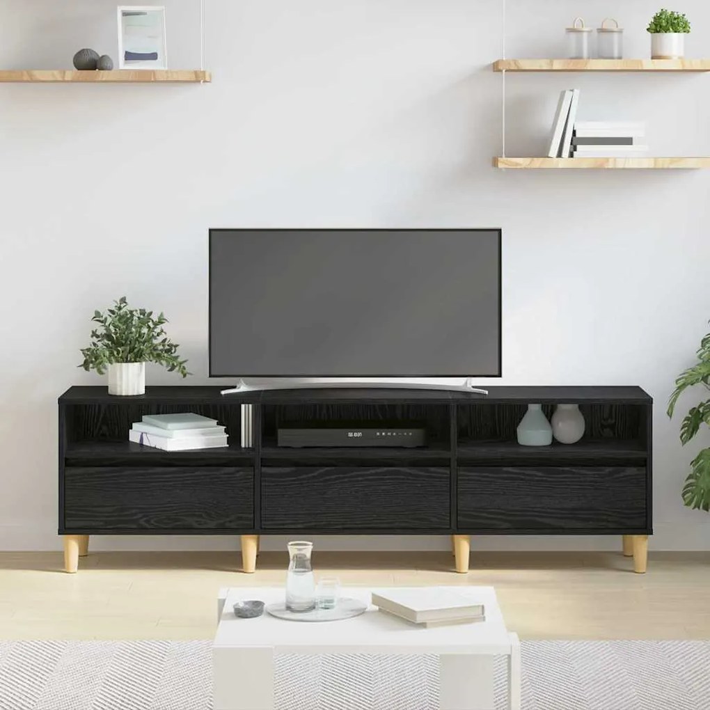 vidaXL Ντουλάπι TV Μαύρη δρυς 150 x 30 x 45 εκ Επεξεργασμένο ξύλο