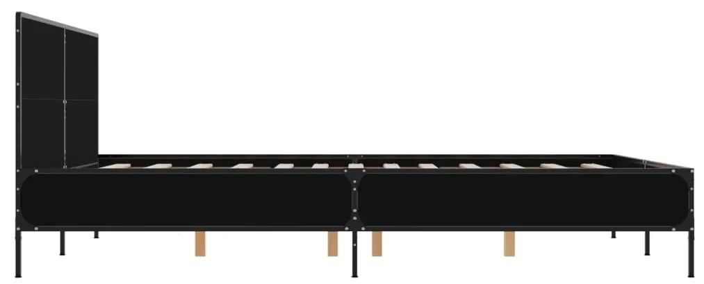 vidaXL Πλαίσιο Κρεβατιού Μαύρο 160 x 200 εκ. Επεξ. Ξύλο &amp; Μέταλλο