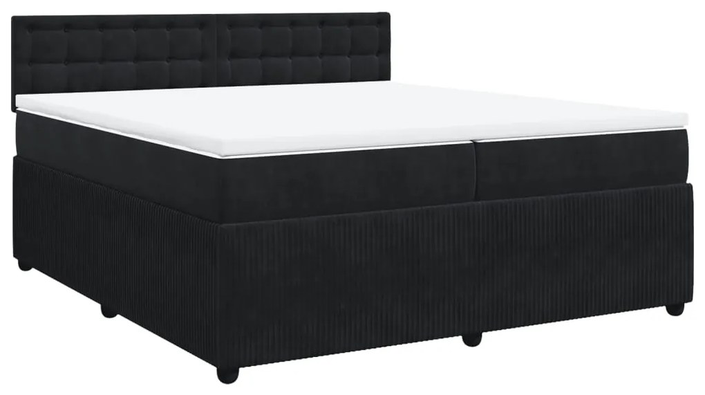 vidaXL Κρεβάτι Boxspring με Στρώμα Μαύρο 200x200 εκ. Βελούδινο