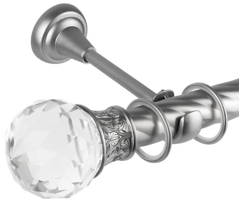 Κουρτινόβεργα μονή twist Cristal Odeon 25/19 – χρώμιο ματ - 360 cm
