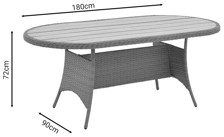 Τραπέζι Keir pakoworld rattan-αλουμίνιο καφέ 180x90x72εκ