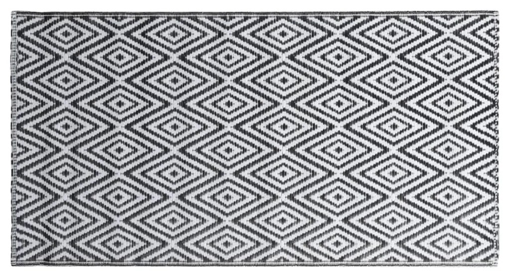 vidaXL Χαλί Εξωτερικού Χώρου Ασπρόμαυρο 120x180 εκ. από Πολυπροπυλένιο
