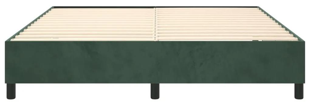 Πλαίσιο Κρεβατιού Boxspring Σκούρο Πράσινο 160x200 εκ Βελούδινο - Πράσινο