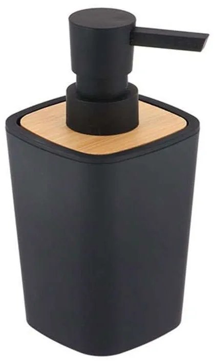 Δοχείο Κρεμοσάπουνου Rubber Με Bamboo 06.62110103 Black-Natural Plastic