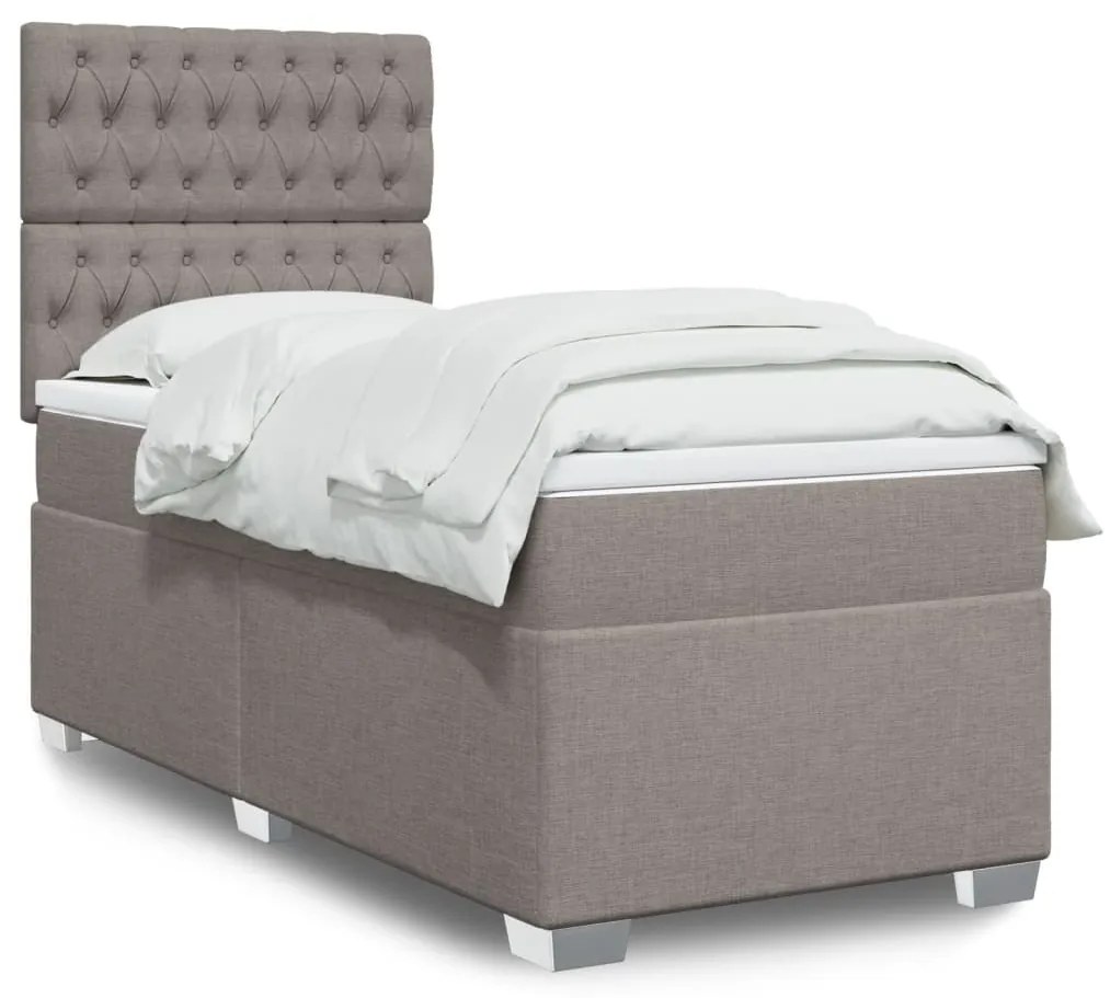 Κρεβάτι Boxspring με Στρώμα Taupe 90x190 εκ.Υφασμάτινο