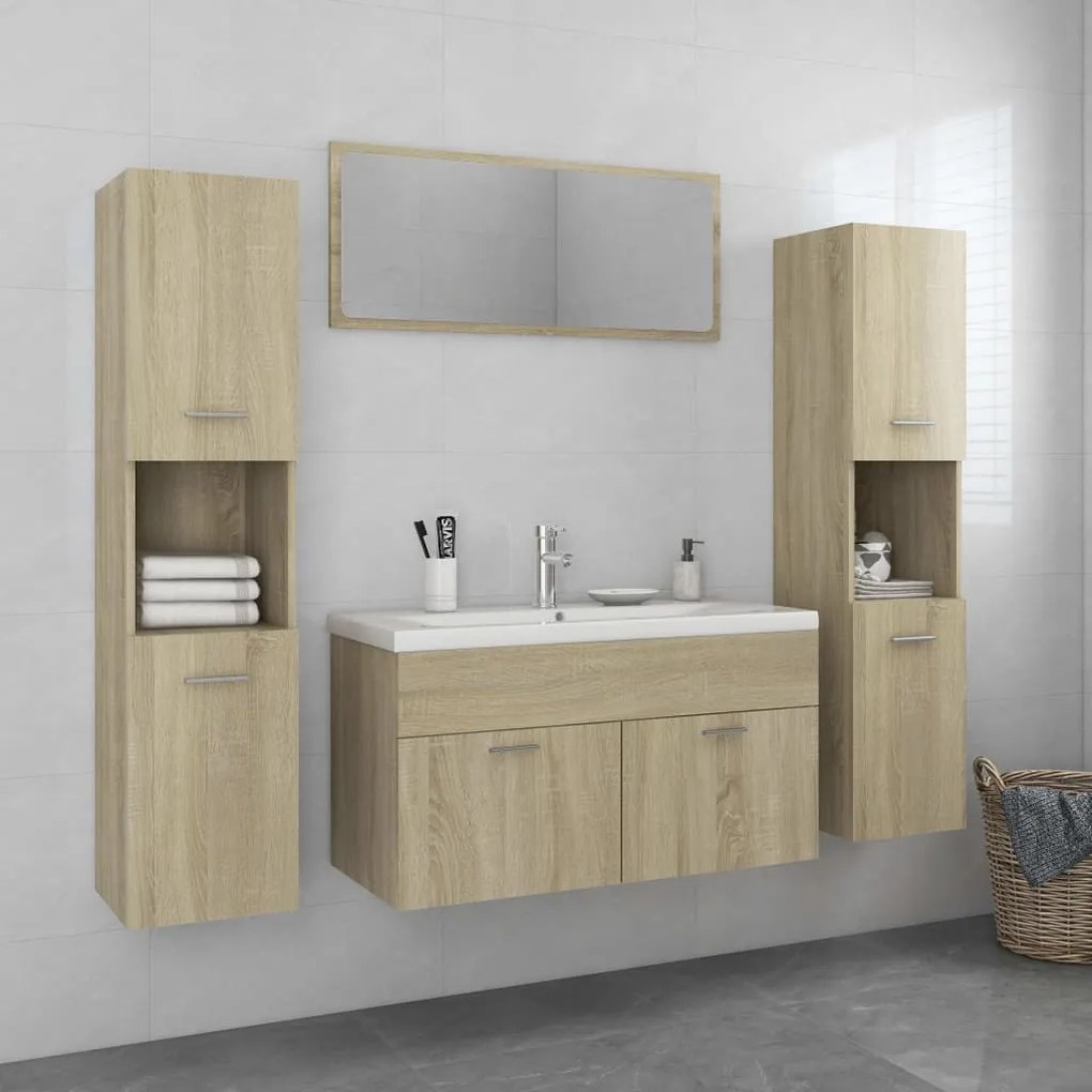 vidaXL Σετ Επίπλων Μπάνιου Sonoma Δρυς από Επεξεργασμένο Ξύλο
