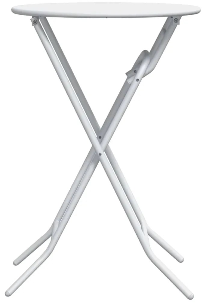vidaXL Αναδιπλούμενο Τραπέζι Κήπου Λευκό Ø50 x 72 cm Χάλυβας