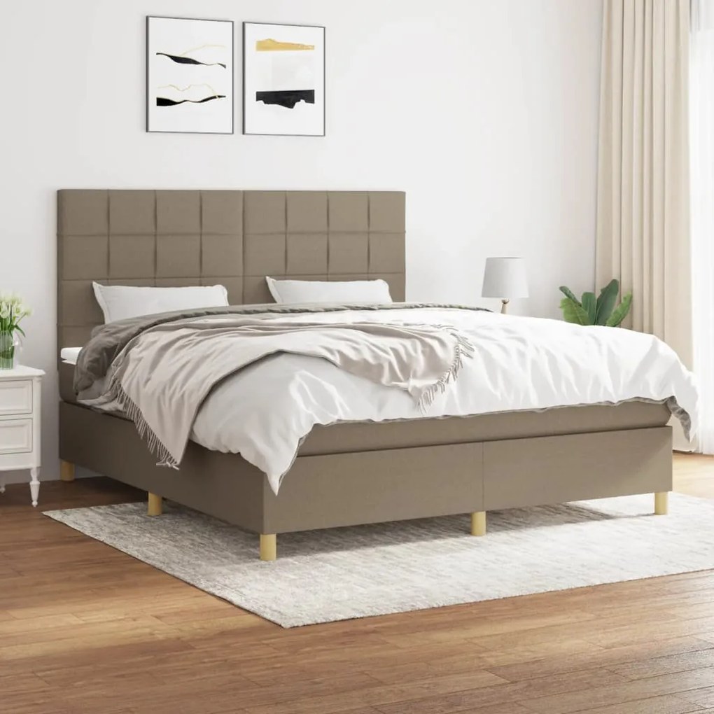 vidaXL Κρεβάτι Boxspring με Στρώμα Taupe 180x200 εκ. Υφασμάτινο