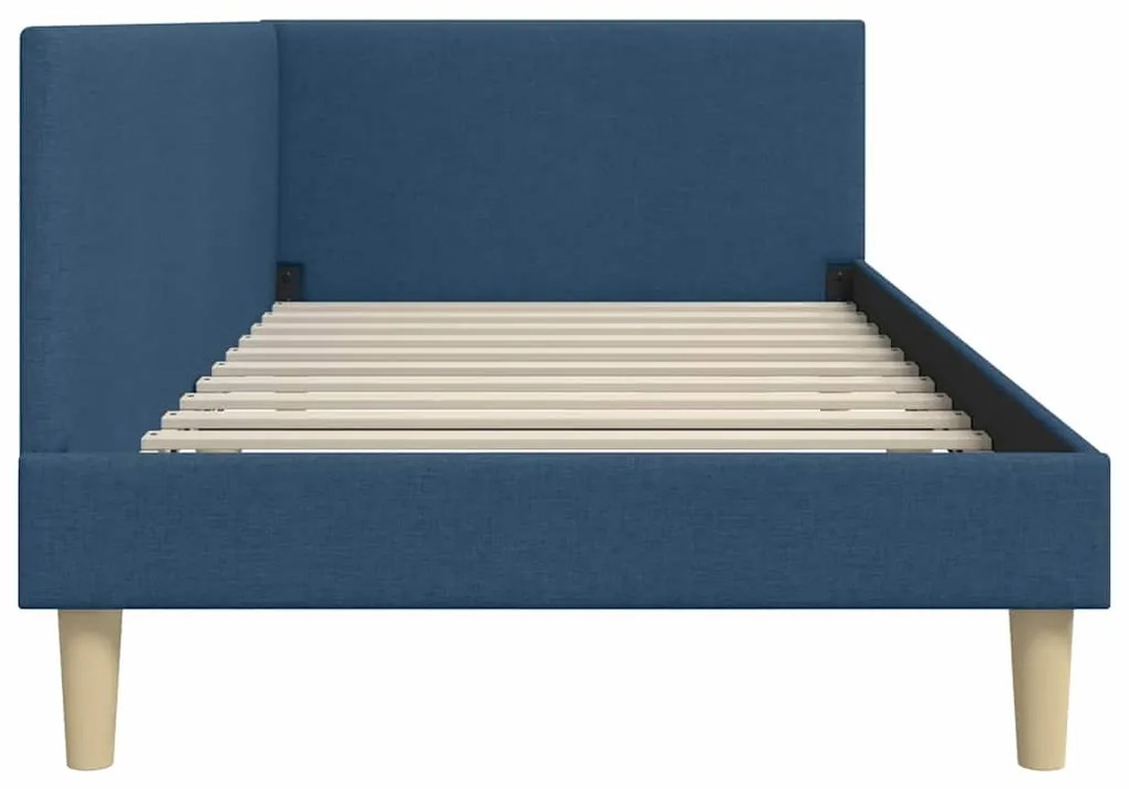 vidaXL Κρεβάτι Γωνίας Άλλο Μπλε 90 x 190 cm Ύφασμα και Έργο ξύλου