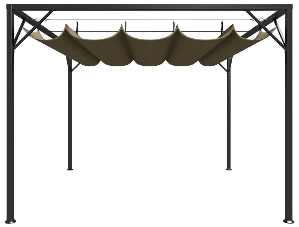 vidaXL Πέργκολα Κήπου με Πτυσσόμενη Οροφή Taupe 3 x 3 μ. 180 γρ/μ²