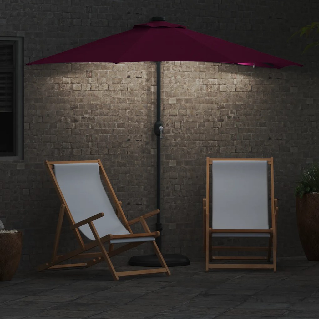 vidaXL Ομπρέλα Κήπου Μπορντό 294 x 150 x 223 εκ ύφασμα