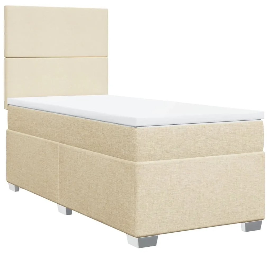 Κρεβάτι Boxspring με Στρώμα Κρεμ 80 x 200 εκ. Υφασμάτινο - Κρεμ