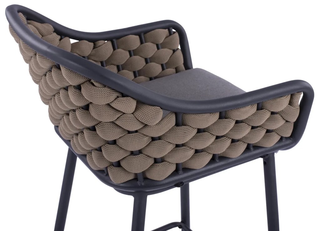 Σκαμπό Μπαρ KADE C5715 Μεταλλικό με Wicker Σχοινί Μπέζ 54x54x103 εκ. 54x54x103 εκ.