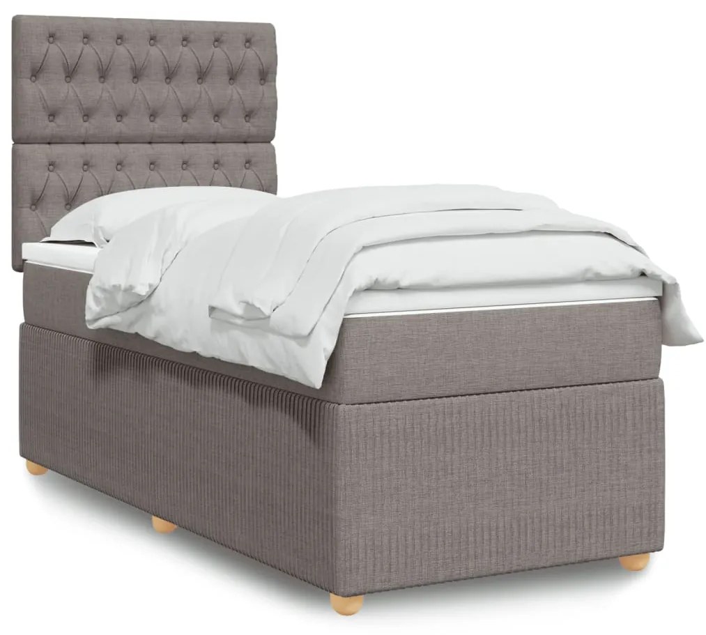 vidaXL Κρεβάτι Boxspring με Στρώμα Taupe 90x200 εκ. Υφασμάτινο