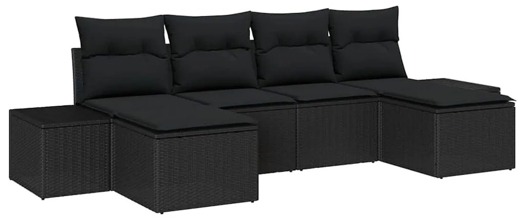 vidaXL Σετ Καναπέ Κήπου με μαξιλάρι 6 pcs Μαύρο Πολυ ράταν