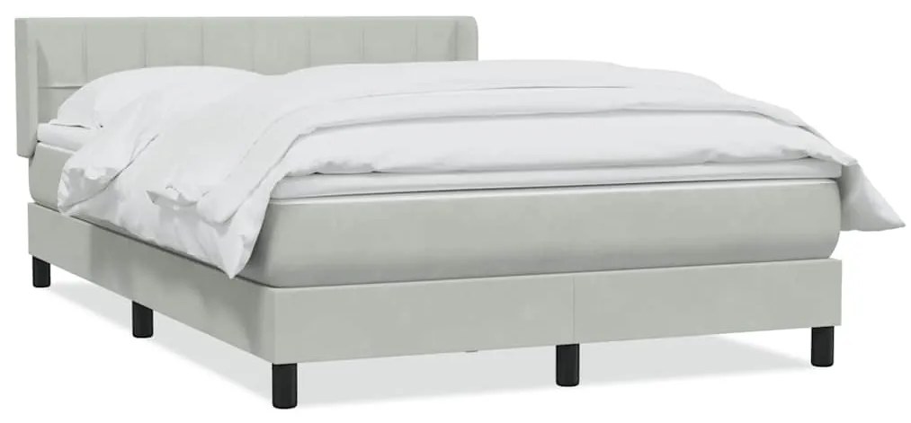 vidaXL Κρεβάτι Boxspring με Στρώμα Ανοιχτό Γκρι 140x210 εκ. Βελούδινο