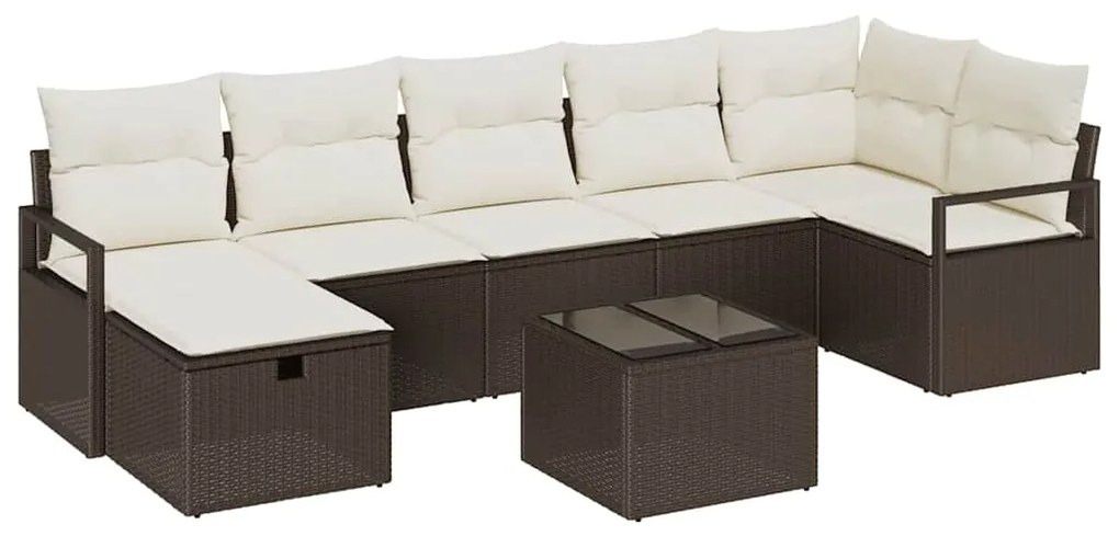 vidaXL Σετ Καναπέ Κήπου 8 pcs Καφέ και κρεμ 287 x 122 x 85 εκ