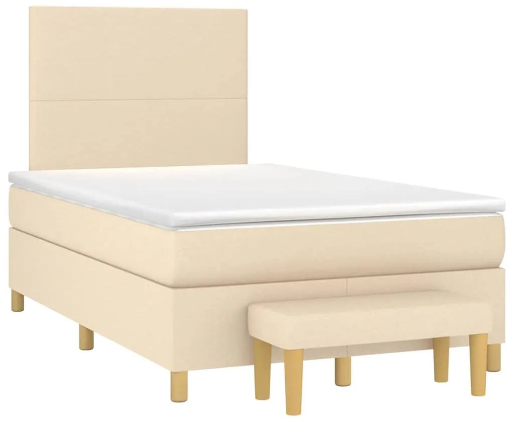 vidaXL Κρεβάτι Boxspring με Στρώμα Κρεμ 120x190 εκ. Υφασμάτινο