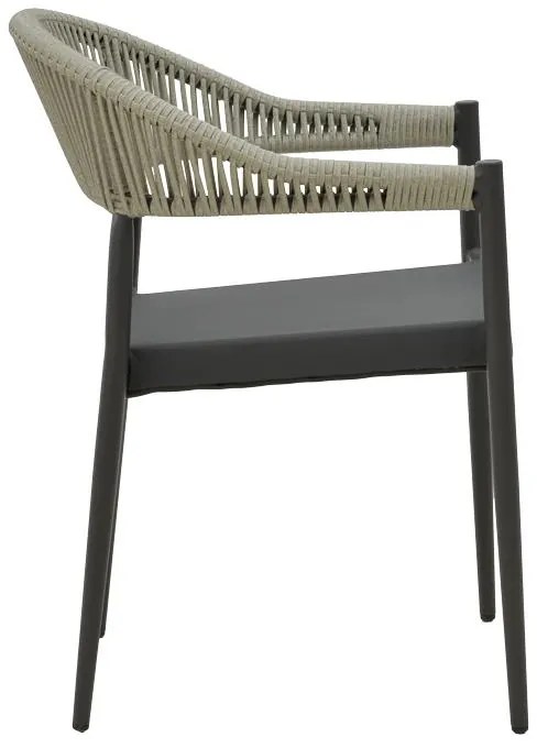 Καρέκλα - Πολυθρόνα αλουμινίου Elation στοιβαζόμενη ανθρακί σκελετός-textilene ανθρακί rattan 56x62x77 εκ. 56x52x76 εκ.