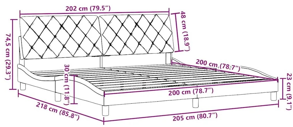 Σκελετός Κρεβατιού Χωρίς Στρώμα Σκ. Γκρι 200x200 εκ.Υφασμάτινο - Γκρι