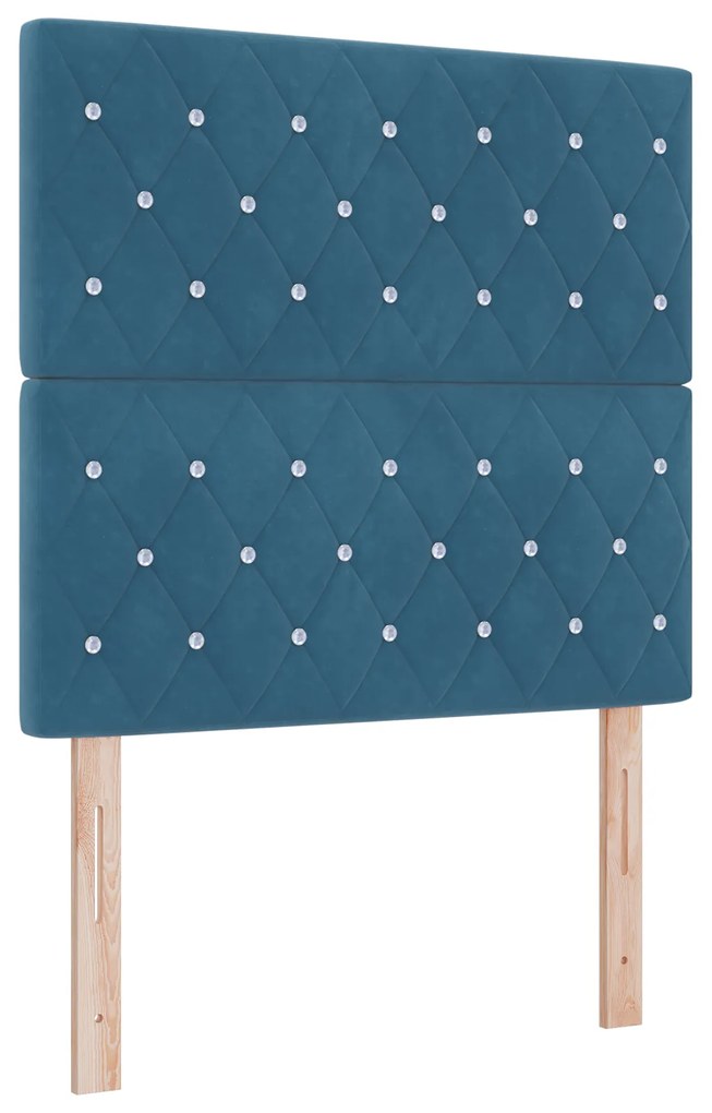 vidaXL Κρεβάτι Box Spring με Στρώμα Σκούρο Μπλε 100x200 εκ Βελούδο