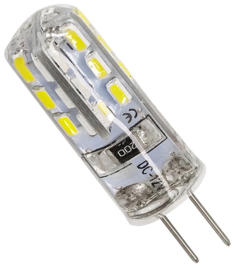 GloboStar® 76130 Λάμπα G4 LED SMD 2835 2W 200lm 320° DC 12V Σιλικόνης Ψυχρό Λευκό 6000K Dimmable