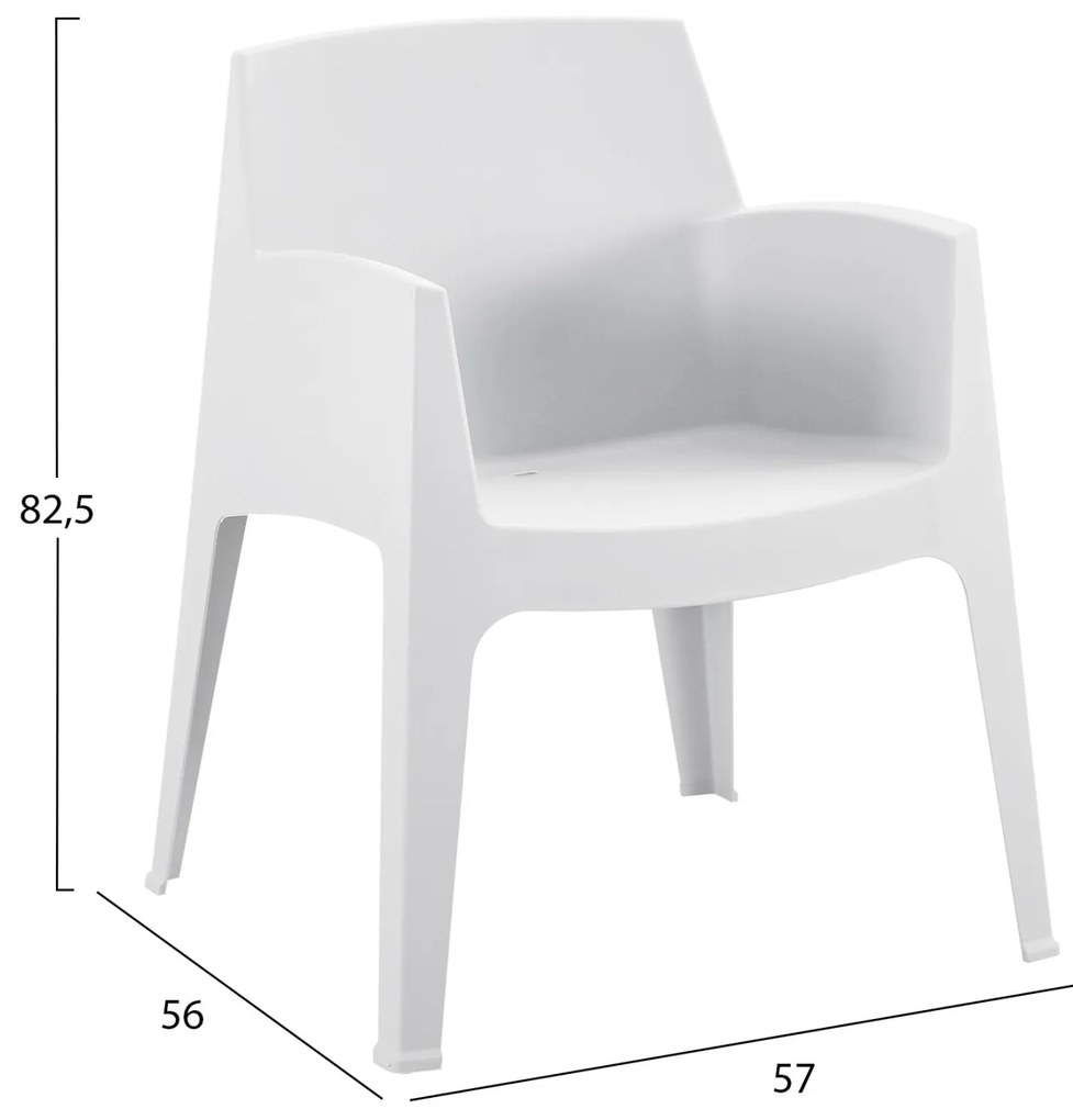 Σετ κήπου SLEEK C21267.01 3 τμχ Πολυπροπυλένιο Λευκό με Τραπεζάκι και 2 Πολυθρόνες 57x56x82.5 εκ.