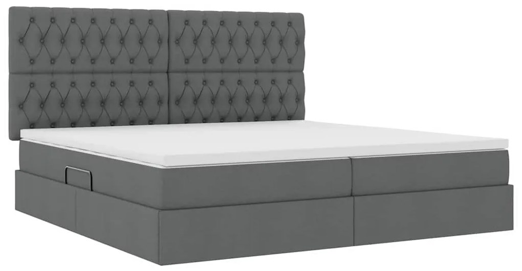vidaXL Κρεβάτι με αποθηκευτικό χώρο και LED Σκούρο Γκρι 200 x 200 cm