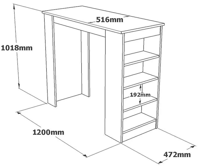 Τραπέζι μπαρ Riff λευκό-sonoma 120x51.5x101.5εκ 120x51.6x101.8 εκ.